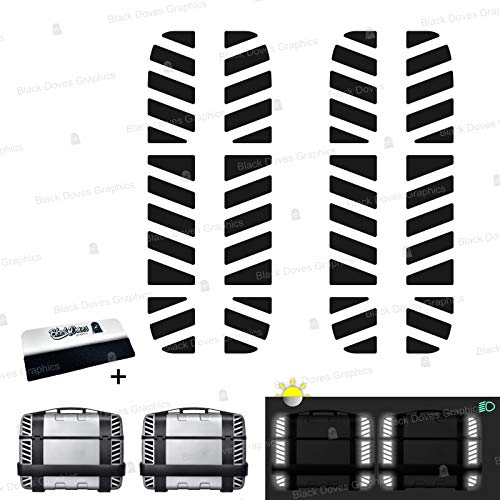 Black Doves Graphics 12Pcs Rifrangenti Adesivi Compatibile Con Borse Laterali Givi Monokey Trekker 33Lt 46Lt