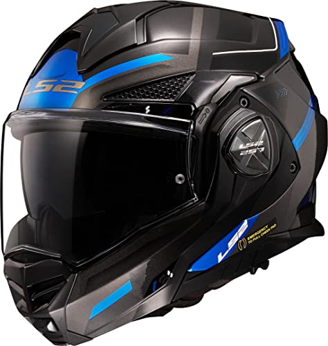 Ls2, Casco Moto Modulare Advant X Spectrum Black Titanium Blue, S