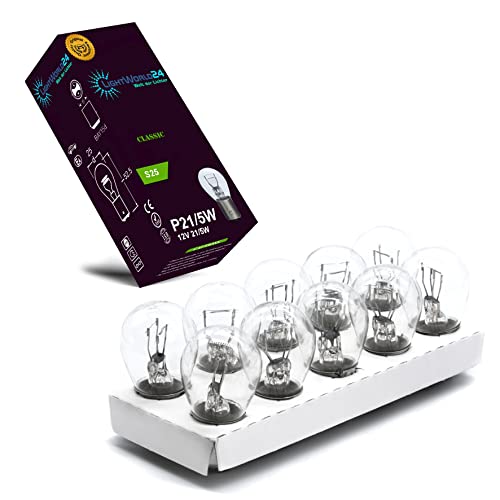 Lightworld24-10 Lampadine Bay15D P21W/5W Per Auto, 12V, 21 Watt, 5 Watt, Luce Del Freno, Lampadina A Sfera Per Auto, Luce Posteriore, Luce Di Stop, In