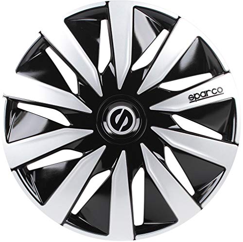 Sparco Spc1391Bksv Set Copricerchi 4 Pezzi Lazio 13 Pollici Nero/Argento, Set Di 4