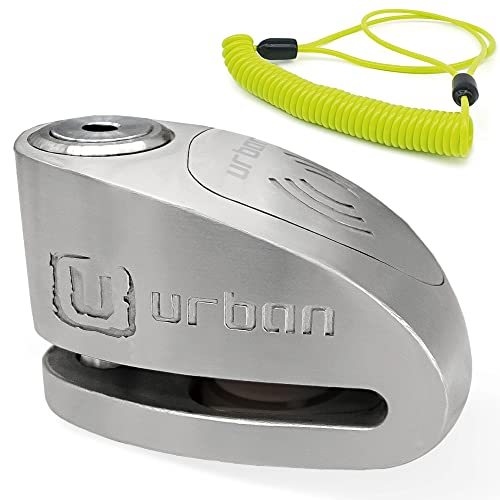 Urban Ur910S Antifurto Bloccadisco Moto Con Allarme Sonoro, 120 Db, Doppia Chiusura 10 Mm, Omologato Sra + Cavo Promemoria 140Cm