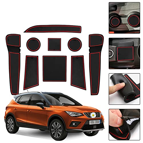 Shaohao Tappetini Compatibile Con Seat Ibiza 2018-2023 /Seat Arona 2017-2023 Anti-Polvere Antiscivolo Supporto Tazza Interno Tappetini Antiscivolo Int