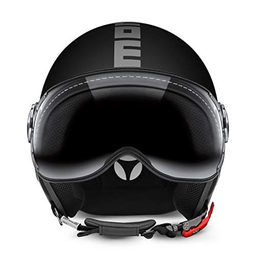 Momo Design Casco Classic Nero Opaco - Argento, Taglia Xs