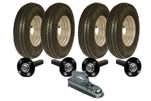 Parnells Alta Velocità Doppio Asse Rimorchio Kit 4.80/4.00-8 Strada Legale Ruote Mozzo & Stub Asse & Attacco