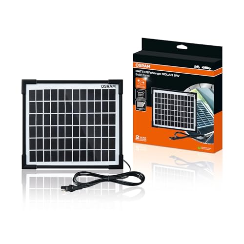 Osram Batterycharge Solar 5W, Dispositivo Di Manutenzione Batteria Solare, Ricarica Batteria 12V, Pannello Solare Impermeabile, Protezione Inversione