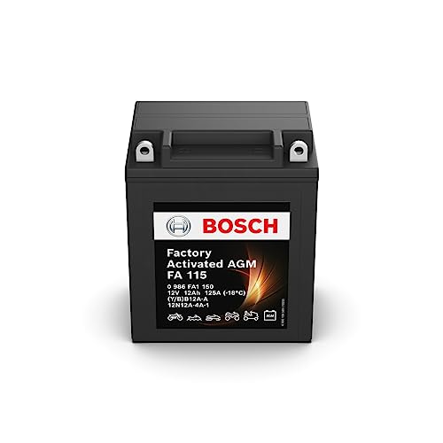 Bosch Fa115 - Batteria Agm Per Motocicli - 12V 125A 12Ah - Adatta Per Moto, Motociclette, Enduro, Scooter, Quad, Moto D'Acqua - Compatibile M4F30, Bb1