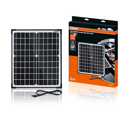 Osram Batterycharge Solar 20W, Dispositivo Di Manutenzione Batteria Solare, Ricarica Batteria 12V, Pannello Solare Impermeabile, Protezione Inversione