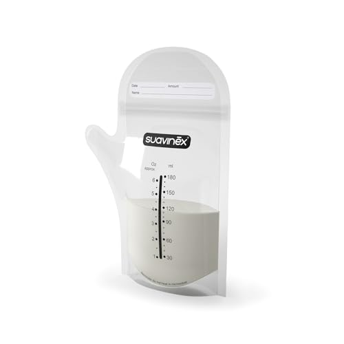 Suavinex Confezione Da 25 Sacchetti Per La Conservazione Del Latte Materno Pre-Sterilizzato, Risparmio Di Latte Materno, Sacchetti Di Stoccaggio 180 M