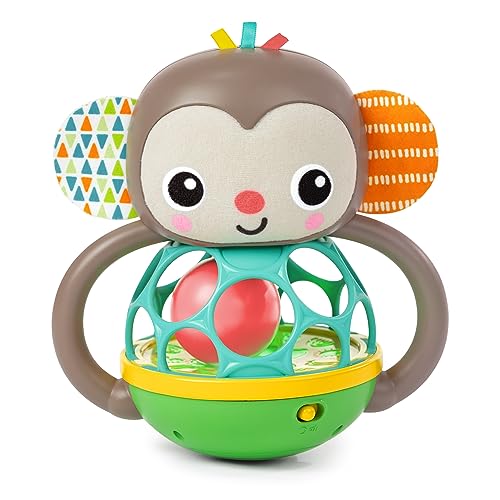 Bright Starts, Giocattolo Multisensoriale Musicale Luminoso Con Sonaglio Grab & Giggle Monkey, Tecnologia Oball Facili Da Afferrare, 6+ Mesi, Unisex