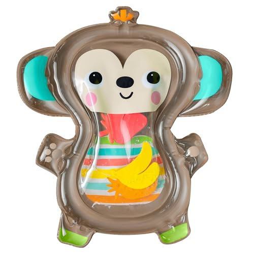 Bright Starts, Tappeto D’Acqua Per Gioco A Pancia In Giù Hungry Monkey, Giocattolo Sensoriale Gonfiabile, 0-6 Mesi