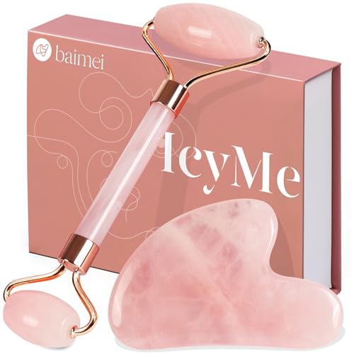 Baimei Gua Sha E Rullo Di Giada, Rullo Per Il Viso, Strumenti Per La Cura Della Pelle Del Rullo Di Bellezza Del Viso, Alleviano Le Linee Sottili E Le