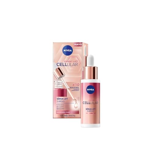 Nivea Cellular Expert Lift Siero Lift 3 Aree (1 X 30 Ml), Siero Antirughe Con X10 Bakuchiol Puro Altamente Concentrato, Siero Anti-Età Per Viso, Collo