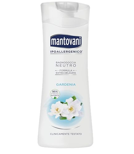 Mantovani - Bagnoschiuma Neutro Ipoallergenico, Fragranza Gardenia, Con Vitamina E E Collagene Vegetale, 400 Ml