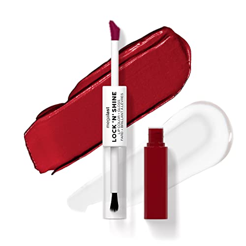 Wet N Wild Megalast Lock N' Shine, Dual-Ended Lip Color And Clear Gloss, Vitamin E And Jojoba Oil Enriched Formula, Red-Y-For Me Shade