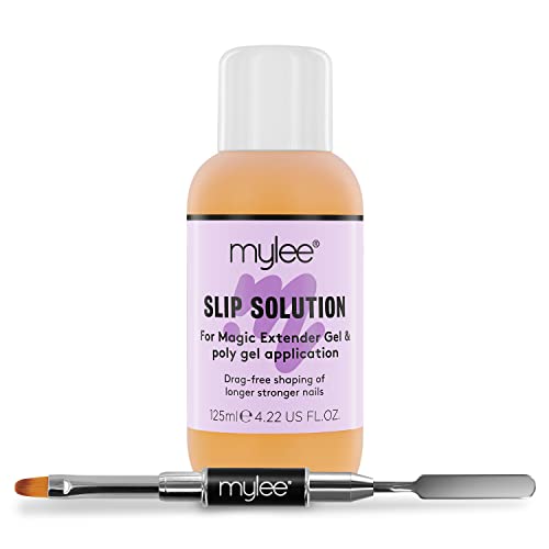 Mylee Kit Per Ricostruzione Unghie Con Magic Extender Gel – Slip Solution 125Ml, Pennello/Spatola Doppio Uso, Set Manicure Acrygel Uv/Led