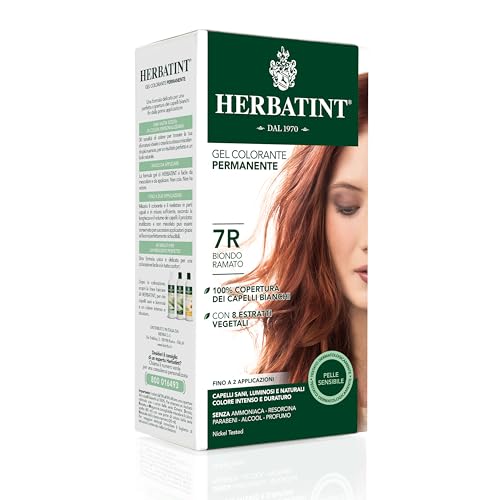 Herbatint Gel Colorante Permanente Per Capelli 7R Biondo Ramato - 150 Ml, Senza Ammoniaca, Per Pelli Sensibili, Con 8 Estratti Naturali Bio