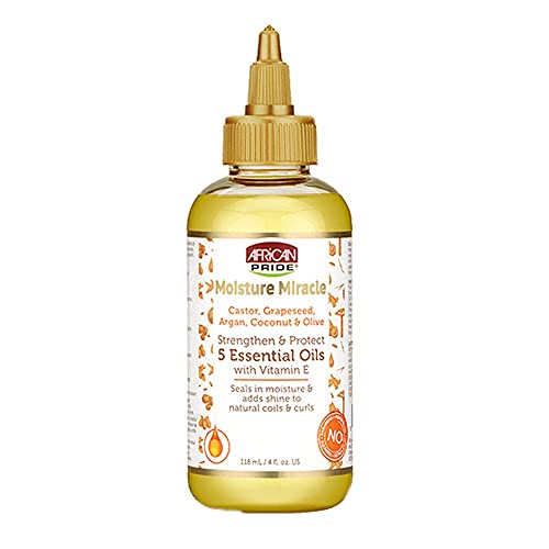 African Pride Moisture Miracle - Lozione Per Capelli, Con 5 Oli Essenziali, Rinforza E Protegge I Capelli, 118 Ml