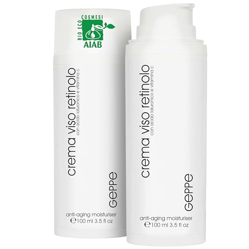 100Ml. Bio Crema Viso Retinolo Con Acido Ialuronico Puro 100% E Vitamina C - Adatta Per Contorno Occhi - Trattamento Antietà - Idratante E Illuminante