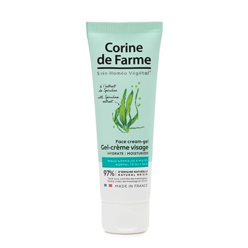 Corine De Farme - Gel-Crema Viso Con Estratto Di Spirulina - Idrata, Nutre, Rinfresca - Pelle Normale A Mista - 97% Di Ingredienti Di Origine Naturale