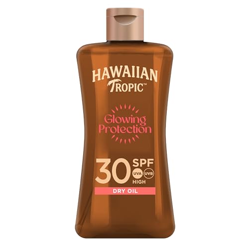 Hawaiian Tropic | Glowing Protection Olio Secco Spf 30, Protezione Uva + Uvb, 100 Ml, Formato Da Viaggio, Profumazione Tropicale, Con Burro Di Karité,