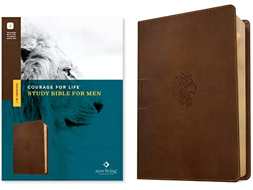 Courage For Life Study Bible For Men: New Living Translation, Courage For Life Study For Men, Rustic Brown Lion, Leatherlike, Filament Enabled