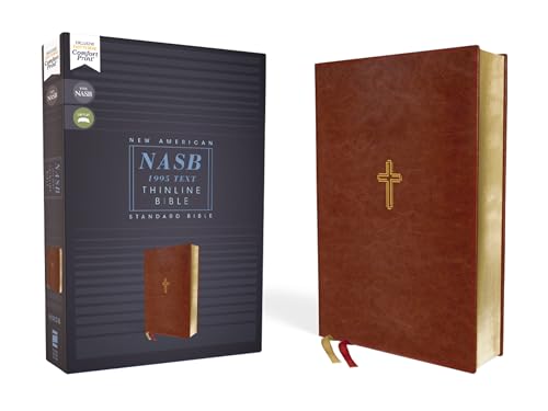 Holy Bible: New American Standard Bible, Thinline Bible, Leathersoft, Brown, Comfort Print, Red Letter Edition, 1995 Text