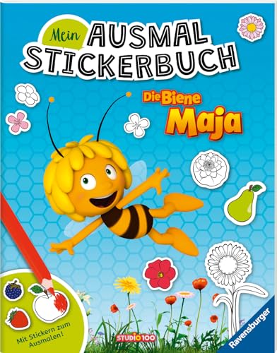 Ravensburger Mein Ausmalstickerbuch Die Biene Maja - Großes Buch Mit Über 250 Stickern, Viele Sticker Zum Ausmalen