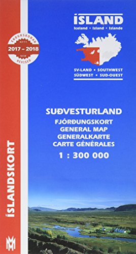 South West Iceland Map 1:300 000 - Text In Icelandic, English, German And French: Sudvesturland, Fjördungskort. Mit Informationen Und Farbfotos. Text