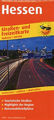 Hessen: Straßen- Und Freizeitkarte Mit Touristischen Straßen, Highlights Der Region Und Reisemobilstellplätzen