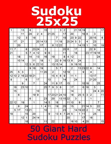 Sudoku 25X25 50 Giant Hard Sudoku Puzzles