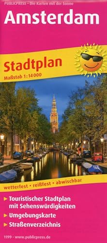 Amsterdam: Touristischer Stadtplan Mit Sehenswürdigkeiten Und Straßenverzeichnis.