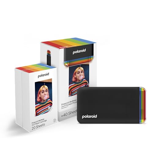 Polaroid Bundle Hi-Print+Paper - 2Nd Generation - Bluetooth Connected 2X3 Pocket Photo, Dye-Sub Printer - Black