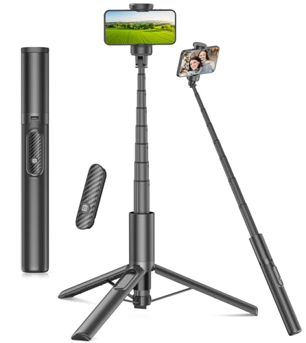Gahenwo 153Cm Treppiede Smartphone Bastone Selfie,Cavalletto Per Smartphone Con Telecomando Wireless E Supporto Per Telefono Rotante A 360 Gradi, Comp
