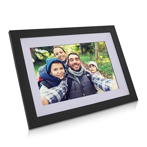 Inline Wiframe 2, Frameo, Con 3 Cornici Intercambiabili, In Legno Di Noce, Wifi, 10,1 Pollici, Con Funzione Touch, 1920 X 1200, 16 Gb Di Memoria, Cond