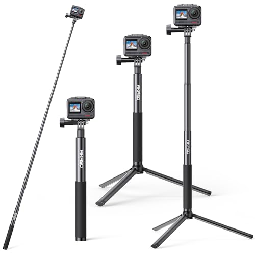 Akaso Asta Per Selfie Estensibile Fino A 120 Cm, Treppiede 19 Cm, Bastone Estensibile Palmare Compatibile Con Akaso Action Cam