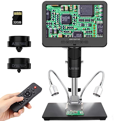 Andonstar Ad246S Microscopio Digitale Hdmi 2000X Per Adulti, Registrazione Video Uhd 2160P A 3 Lenti, Microscopio Per Saldatura Lcd Da 7 Pollici, Micr