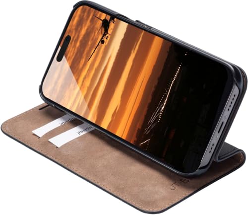 Jt Berlin Custodia A Libro In Vera Pelle, Compatibile Con Apple Iphone 16 Pro Max (Premium Flip Case, Funzione Di Supporto, Scomparti Per Carte Di Cre