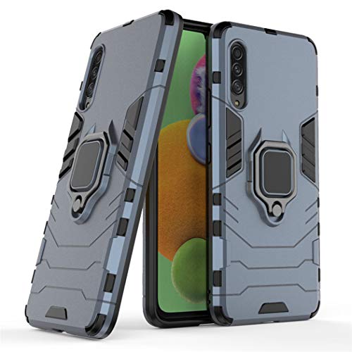 Compatibile Con Samsung Galaxy A90 5G Cover, Custodia Armor Anello Cavalletto (Funziona Con Il Supporto Magnetico Per Auto) Case Paraurti (Blu Navy)