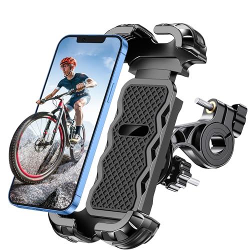 Glangeh Porta Cellulare Bici, Blocco Di Sicurezza Antivibrante Porta Cellulare Moto, Porta Telefono Bici 360° Rotabile Compatibile Con Iphone 16 15 14