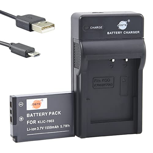Dste Batteria Agli Ioni Di Litio E Caricabatterie Micro Usb Compatibile Con Kodak Klic-7003 Klic7003 Easyshare M381 Easyshare M420 Easyshare V1003 Eas