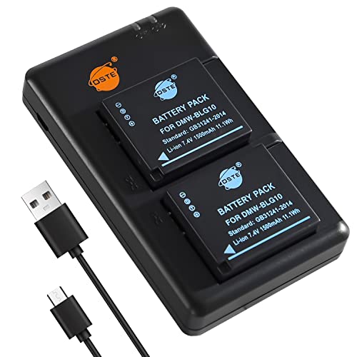 Dste 2Pcs Dmw-Blg10 Dmw-Blg10E (1500Mah/7.4V) Batteria Caricatore Compatibile Per Panasonic Lumix Dmc-Gf6,Dmc-Gx85,Dmc-Lx100,Dmc-Tz80,Dmc-Tz81,Dmc-Tz1