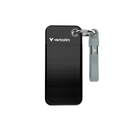 Verbatim Ssd Tascabile Da 2 Tb, Usb 3.2 Gen 2, Velocità Fino A 1000 Mb/S, Con Portachiavi, Colore: Nero/Grigio
