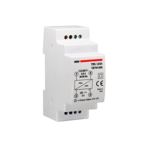Vemer Ve791400 Tms 12/24 - Alimentatore 12V Switching Stabilizzato, Trasformatore Con Installazione Su Barra Din, Tensione Di Uscita 12 Vdc, Potenza 2