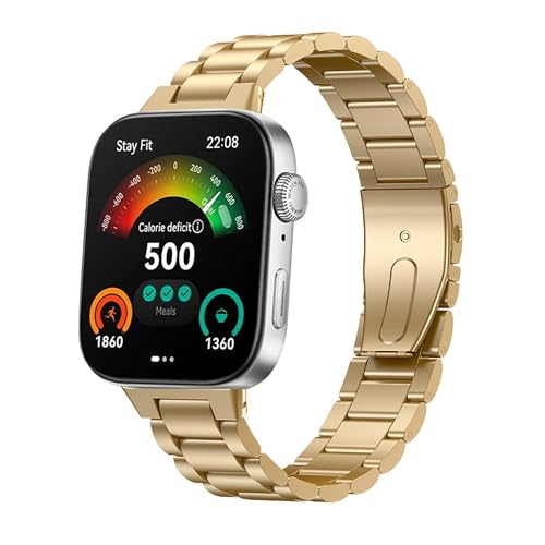 Giopuey Cinturini Compatibile Con Huawei Watch Fit 3, Acciaio Inossidabile Cinturino [Resistente All'Usura] - Gold
