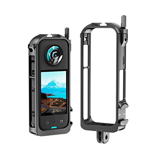 Fututech 1/4 Telaio Di Protezione In Lega Di Alluminio Per Insta 360 X3 Custodia Di Protezione Gabbia Per Action Camera Cold Shoe Protector Accessori
