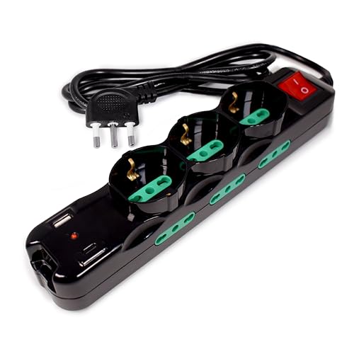 Tecnoware Power Systems - Multipresa Power Cleaner 9 | 3 Prese Schuko/Italia 10/16A | 6 Prese Italia 10/16A | Usb-A E Usb-C Quick Charger 3.0 | Interr