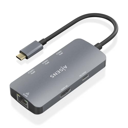 Aisens - Asuc-6P019-Gr - Usb-C Dock 6 In 1, Usb-C A 1Xhdmi, 1Xrj45, 3Xusb-A, 1Xusb-C Pd, Grigio, 15 Cm