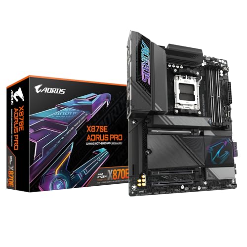 Gigabyte Scheda Madre X870E Aorus Pro - Supporta Cpu Amd Ryzen 9000, Vrm Digitale A 16+2+2 Fasi, Fino A 8000Mhz Ddr5 (Oc), 3Xpcie 5.0, Wi-Fi 7, Lan 2.