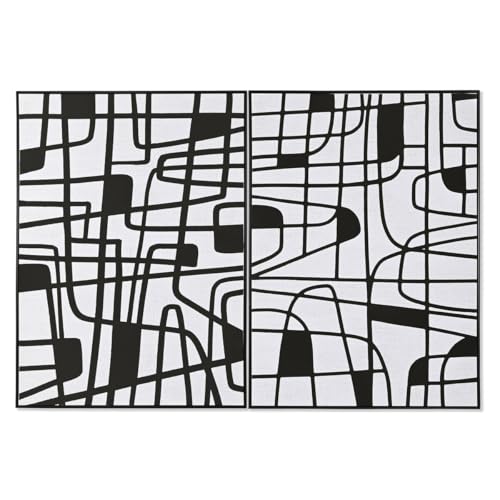 Home Esprit Quadro Bianco Nero Moderno 103 X 4,5 X 143 Cm (2 Pezzi)