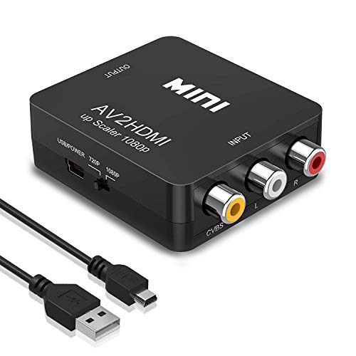 Amtake Adattatore Av A Hdmi, Convertitore Da Av A Hdmi 1080P, Supporta Pal/Ntsc Con Usb Cavo Per Ps2 Wii Xbox Gamecube N64 Snes Vhs Dvd